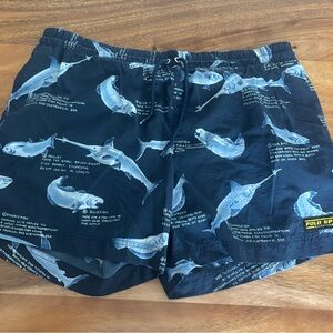 Vintage Polo sport by Ralph Lauren Men's Blue Fish Print Swim Shorts large